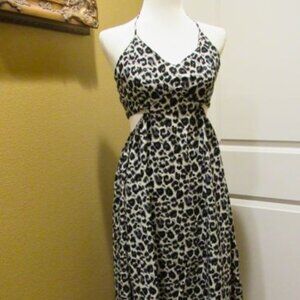 Leopard Print Cut-Out Deep V Maxi Dress